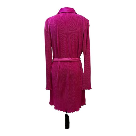 Giani Bini Pink Ribbed Button Front Shirt Preppy Spring Long Sleeve Dress Sz S - Picture 4 of 9